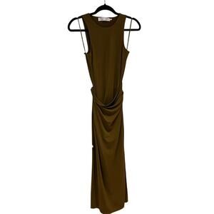 Proenza Schouler White Label Olive Green Belted Sleeveless Midi Jersey Dress XS
